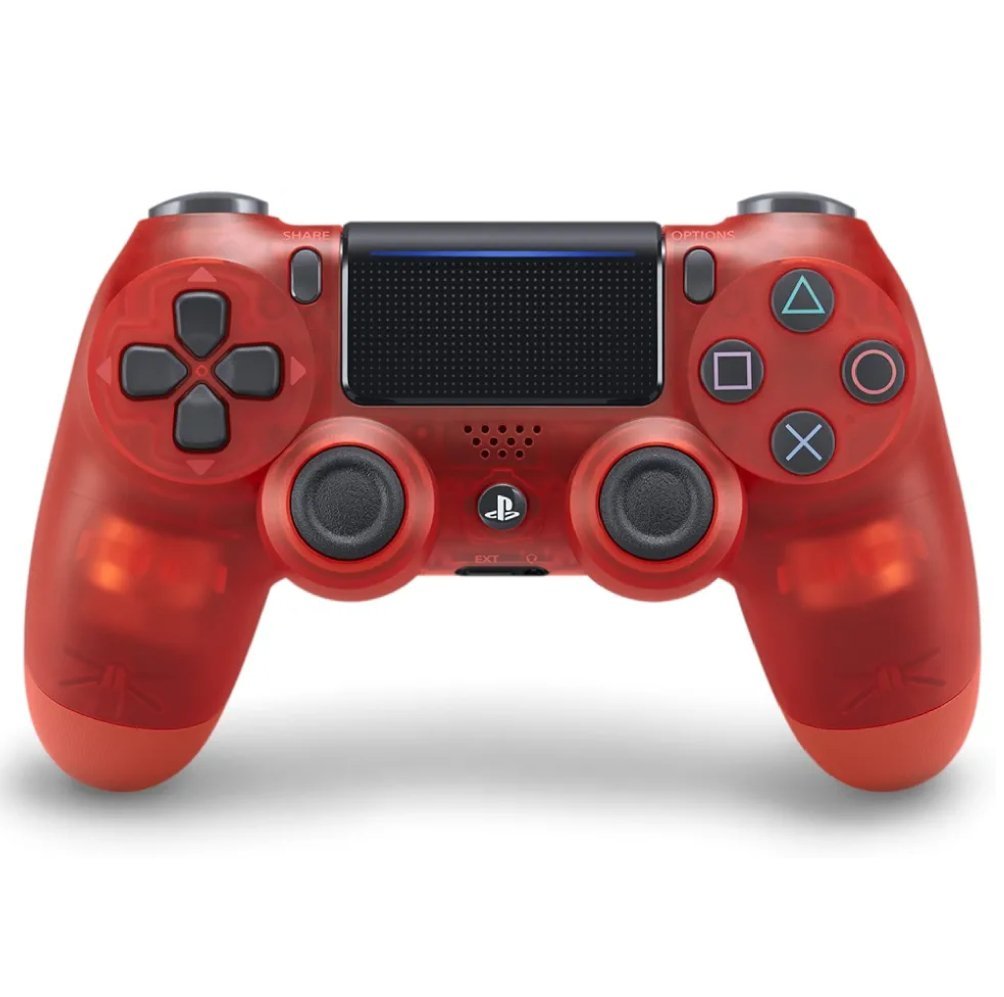 Compatible PS4 DualShock Controller (Transparent Crystal Red V2) [New