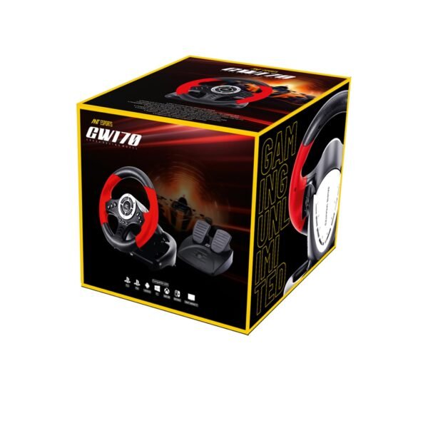Ant Esports GW170 Steering Wheel 180° With Pedals, Vibration Feedback (PS3, PS4, Xbox One, PC, Xbox Series X/S, Switch, and Android TV) [New] - Image 4