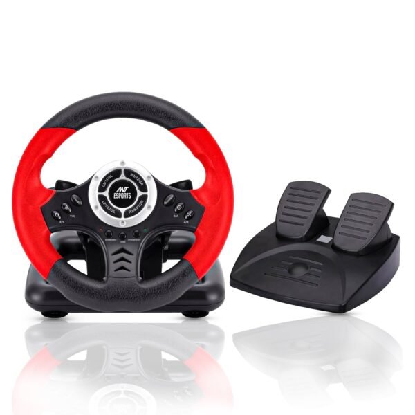 Ant Esports GW170 Steering Wheel 180° With Pedals, Vibration Feedback (PS3, PS4, Xbox One, PC, Xbox Series X/S, Switch, and Android TV) [New]