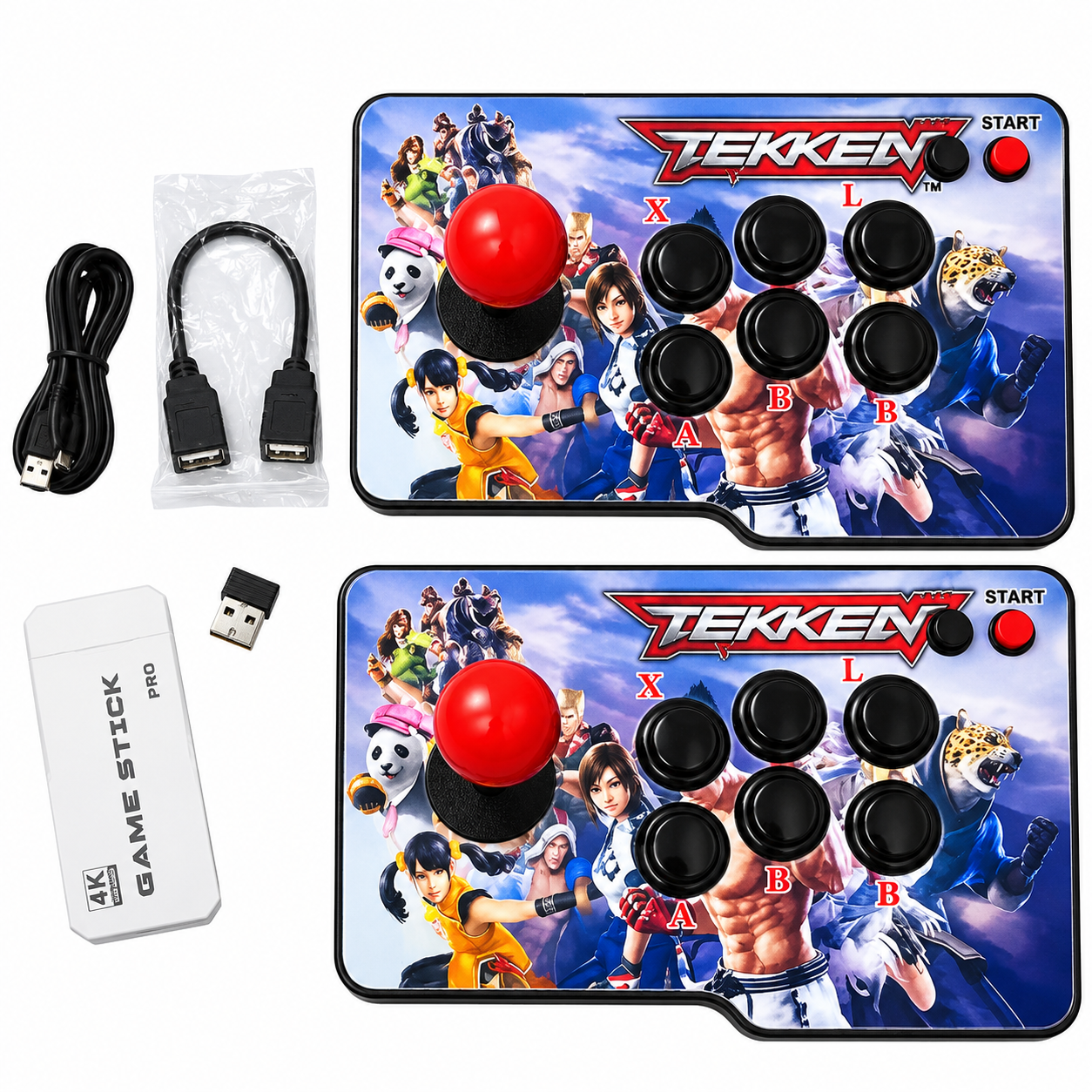 Double Rocker Fusion Wireless Arcade Fight Joy Stick 4K Ultra HDR with Built in 25 Emulators, 20,000+ Games